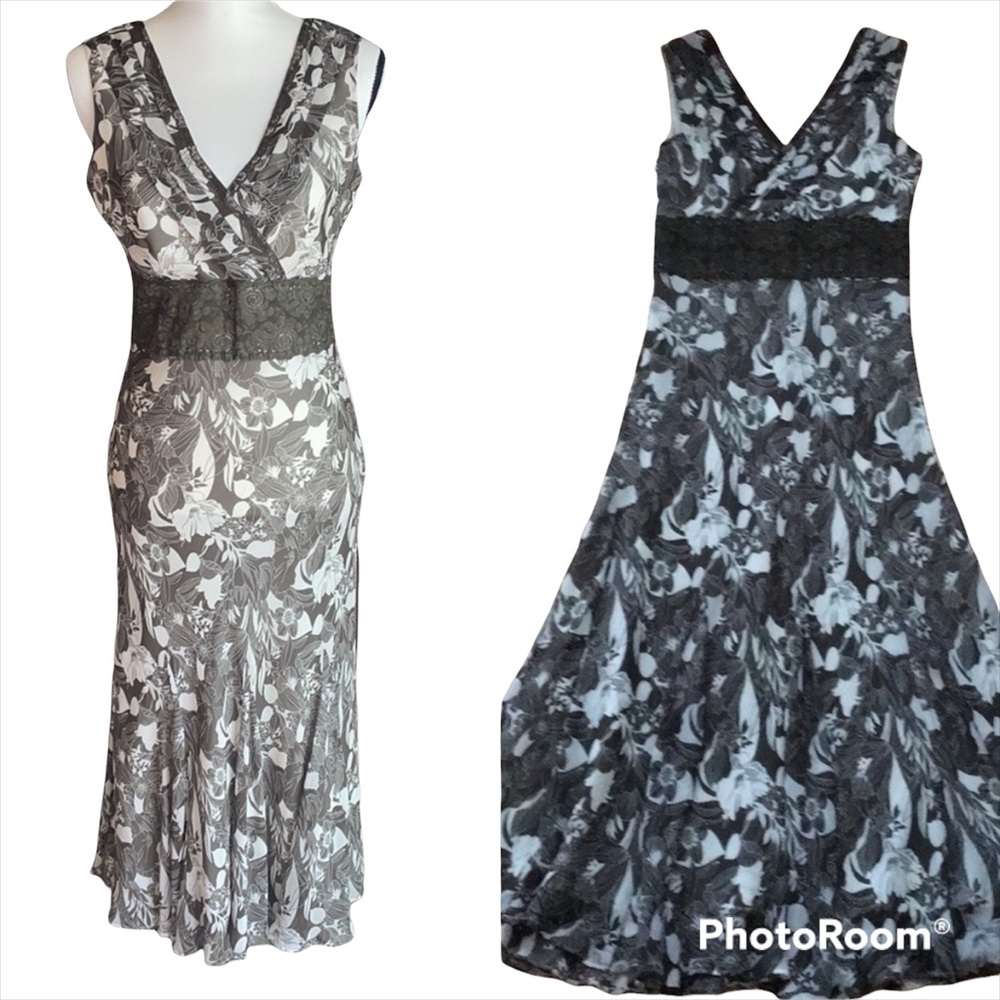 Coast Silk Floral Sleeveless V-Neck Dress UK10 US8